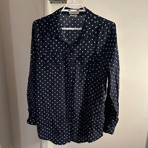 Van Heusen Dark Blue Blouse with White Dots